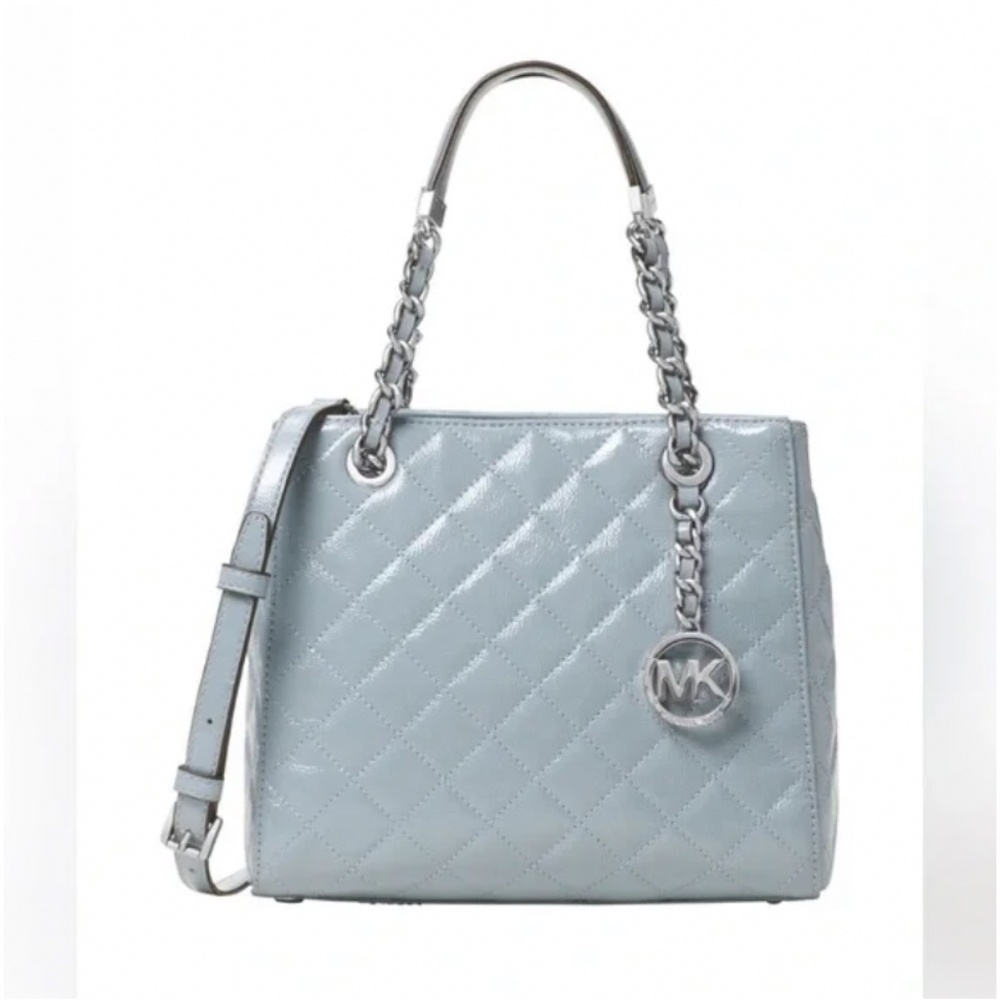 🪞 MK patent leather quilted stitch small tote handbag by michael kors